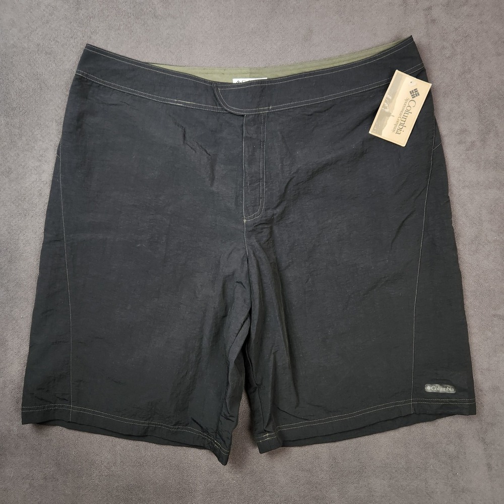 Columbia Hillside EXS Shorts Mens 40 Black Nylon Swim Trunks Hiking Outdoors